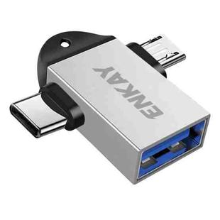 ENKAY ENK-AT112 2 in 1 Type-C + Micro USB to USB 3.0 Aluminium Alloy OTG Adapter(Silver)