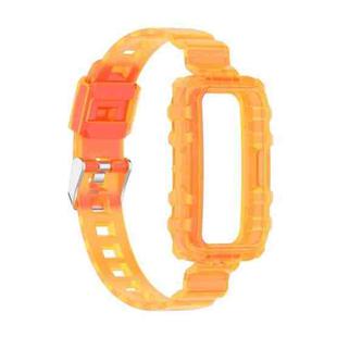 For Huawei Band 7 One-Piece Transparent Silicone Watch Band(Transparent Orange)