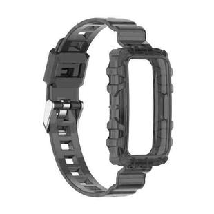 For Huawei Band 7 One-Piece Transparent Silicone Watch Band(Transparent Black)