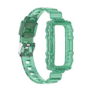 For Honor Band 6 One-Piece Transparent Silicone Watch Band(Transparent Green)