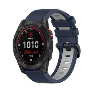 For Garmin Fenix 7X 26mm Silicone Sports Two-Color Watch Band(Dark Blue+Grey)