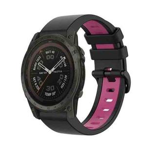 For Garmin Tactix 7 Pro 26mm Silicone Sports Two-Color Watch Band(Black+Pink)
