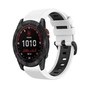 For Garmin Tactix 7 26mm Silicone Sports Two-Color Watch Band(White+Black)