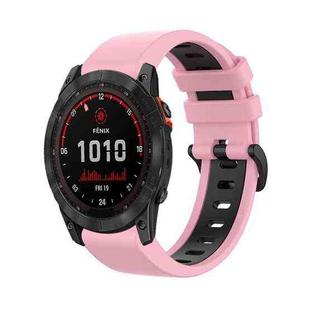 For Garmin Tactix 7 26mm Silicone Sports Two-Color Watch Band(Pink+Black)