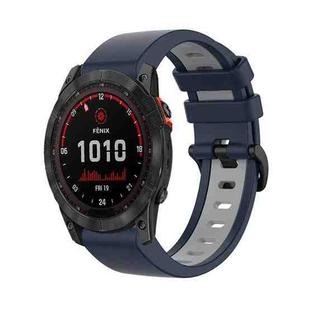For Garmin Tactix 7 26mm Silicone Sports Two-Color Watch Band(Dark Blue+Grey)