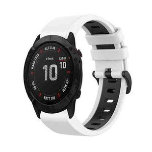 For Garmin Fenix 6X 26mm Silicone Sports Two-Color Watch Band(White+Black)