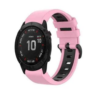 For Garmin Fenix 6X Pro 26mm Silicone Sports Two-Color Watch Band(Pink+Black)