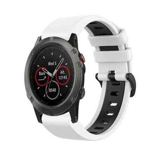 For Garmin Fenix 5X 26mm Silicone Sports Two-Color Watch Band(White+Black)