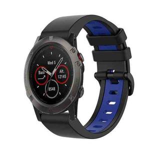 For Garmin Fenix 5X 26mm Silicone Sports Two-Color Watch Band(Black+Blue)