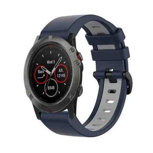 For Garmin Fenix 5X 26mm Silicone Sports Two-Color Watch Band(Dark Blue+Grey)