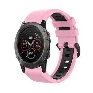 For Garmin Fenix 5X Plus 26mm Silicone Sports Two-Color Watch Band(Pink+Black)