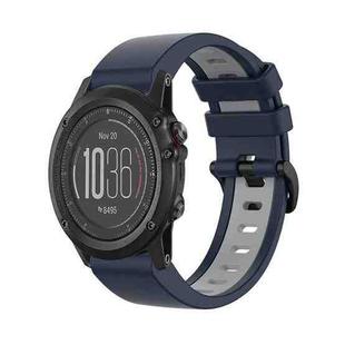 For Garmin Fenix 3 26mm Silicone Sports Two-Color Watch Band(Dark Blue+Grey)