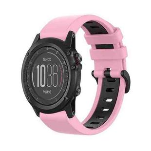 For Garmin Fenix 3 HR 26mm Silicone Sports Two-Color Watch Band(Pink+Black)