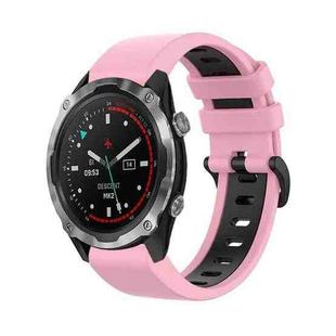 For Garmin Descent MK2 26mm Silicone Sports Two-Color Watch Band(Pink+Black)