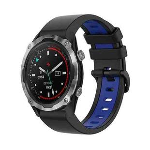 For Garmin Descent MK2 26mm Silicone Sports Two-Color Watch Band(Black+Blue)