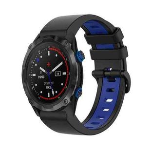 For Garmin Descent MK2i 26mm Silicone Sports Two-Color Watch Band(Black+Blue)