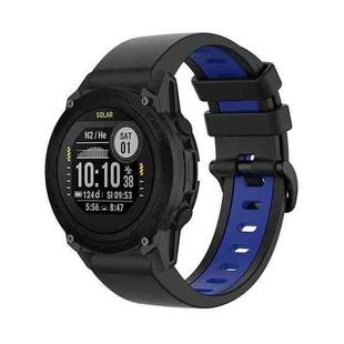 For Garmin Descent G1 22mm Silicone Sports Two-Color Watch Band(Black+Blue)