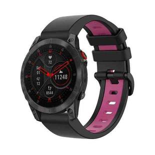 For Garmin EPIX Gen2 22mm Silicone Sports Two-Color Watch Band(Black+Pink)