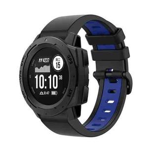 For Garmin Instinct 22mm Silicone Sports Two-Color Watch Band(Black+Blue)