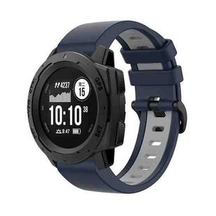 For Garmin Instinct 22mm Silicone Sports Two-Color Watch Band(Dark Blue+Grey)
