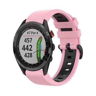 For Garmin Approach S62 22mm Silicone Sports Two-Color Watch Band(Pink+Black)