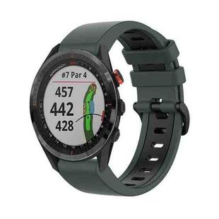 For Garmin Approach S62 22mm Silicone Sports Two-Color Watch Band(Olive Green+Black)