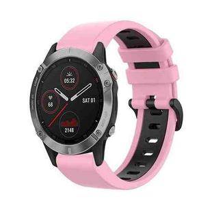For Garmin Fenix 6 22mm Silicone Sports Two-Color Watch Band(Pink+Black)