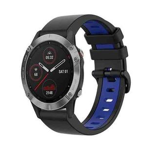 For Garmin Fenix 6 22mm Silicone Sports Two-Color Watch Band(Black+Blue)