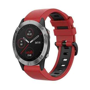 For Garmin Fenix 6 22mm Silicone Sports Two-Color Watch Band(Red+Black)