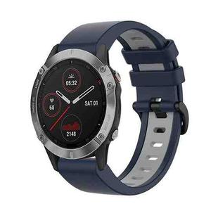 For Garmin Fenix 6 22mm Silicone Sports Two-Color Watch Band(Dark Blue+Grey)