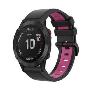 For Garmin Fenix 6 Pro 22mm Silicone Sports Two-Color Watch Band(Black+Pink)