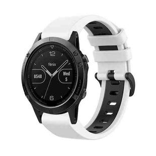 For Garmin Fenix 5 22mm Silicone Sports Two-Color Watch Band(White+Black)