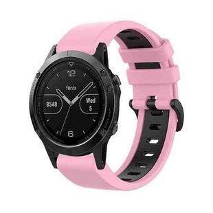 For Garmin Fenix 5 22mm Silicone Sports Two-Color Watch Band(Pink+Black)