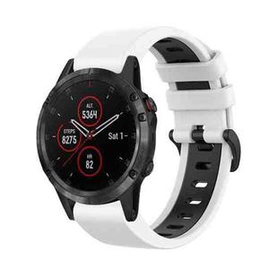 For Garmin Fenix 5 Plus 22mm Silicone Sports Two-Color Watch Band(White+Black)