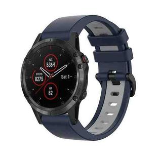 For Garmin Fenix 5 Plus 22mm Silicone Sports Two-Color Watch Band(Dark Blue+Grey)