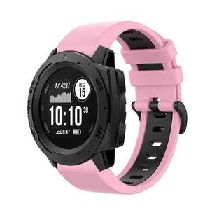 For Garmin Instinct 2S 22mm Silicone Sports Two-Color Watch Band(Pink+Black)