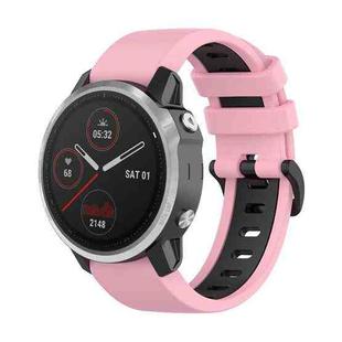 For Garmin Fenix 6S 22mm Silicone Sports Two-Color Watch Band(Pink+Black)