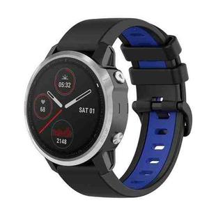 For Garmin Fenix 6S 22mm Silicone Sports Two-Color Watch Band(Black+Blue)