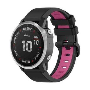 For Garmin Fenix 6S Pro 22mm Silicone Sports Two-Color Watch Band(Black+Pink)