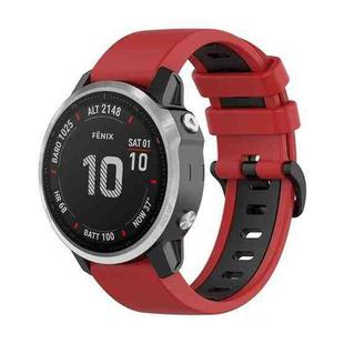 For Garmin Fenix 6S Pro 22mm Silicone Sports Two-Color Watch Band(Red+Black)