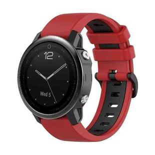 For Garmin Fenix 5S 22mm Silicone Sports Two-Color Watch Band(Red+Black)