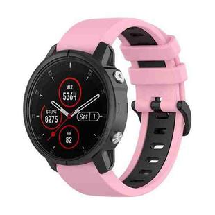 For Garmin Fenix 5S Plus 22mm Silicone Sports Two-Color Watch Band(Pink+Black)