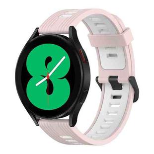 For Samsung Galaxy Watch 4 40mm 20mm Vertical Pattern Two-Color Silicone Watch Band(Pink+White)