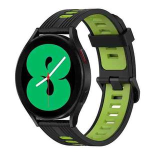 For Samsung Galaxy Watch 4 40mm 20mm Vertical Pattern Two-Color Silicone Watch Band(Black+Green)