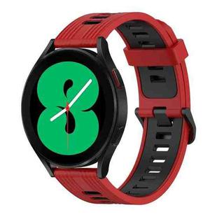 For Samsung Galaxy Watch 4 40mm 20mm Vertical Pattern Two-Color Silicone Watch Band(Red+Black)