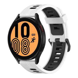 For Samsung Galaxy Watch 4 44mm 20mm Vertical Pattern Two-Color Silicone Watch Band(White+Black)