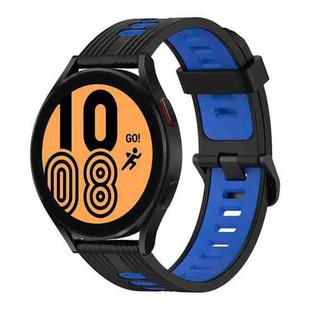 For Samsung Galaxy Watch 4 44mm 20mm Vertical Pattern Two-Color Silicone Watch Band(Black+Blue)