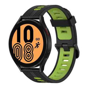 For Samsung Galaxy Watch 4 44mm 20mm Vertical Pattern Two-Color Silicone Watch Band(Black+Green)