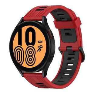 For Samsung Galaxy Watch 4 44mm 20mm Vertical Pattern Two-Color Silicone Watch Band(Red+Black)