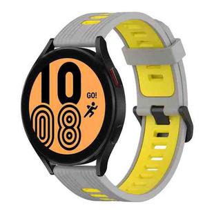 For Samsung Galaxy Watch 4 44mm 20mm Vertical Pattern Two-Color Silicone Watch Band(Grey+Yellow)